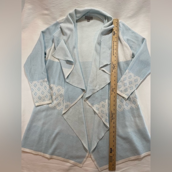 Evolution By Cyrus Chiana Graphic Open Drape Cardigan Size XL Blue **FLAWS** - Picture 8 of 14